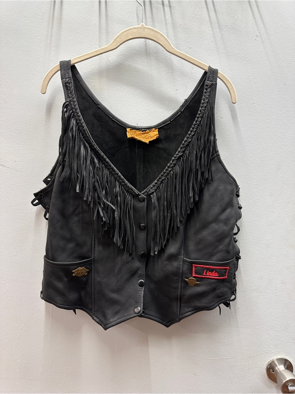 Leather Moto Fringe Vest - Black